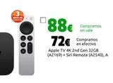 Oferta de Apple TV 4K 2nd Gen 32GB (A2169) + Siri Remote (A2540), A por 72€ en CeX