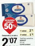Oferta de Toallitas húmedas para bebé Dodot por 2,75€ en SPAR Fragadis