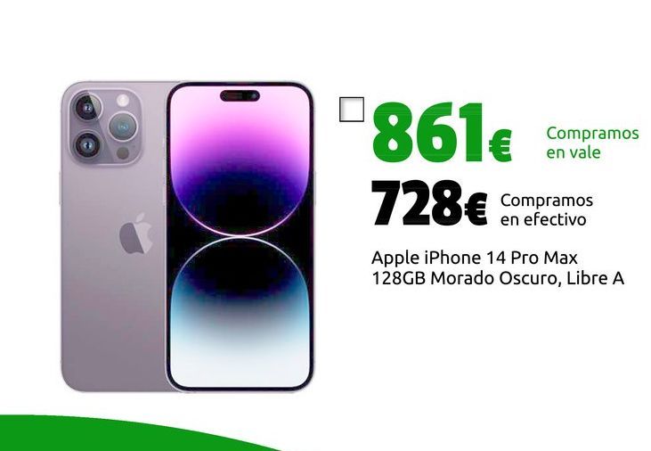 Oferta de Apple iPhone 14 Pro Max 128GB Morado Oscuro, Libre A por 728€
