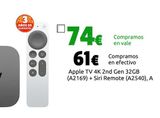 Oferta de Apple TV 4K 2nd Gen 32GB (A2169) + Siri Remote (A2540), A por 61€ en CeX