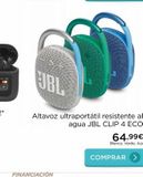 Oferta de Altavoz ultraportátil resistente al agua JBL CLIP 4 ECO  64,99€  Blanco, Verde, Azul  COMPRAR >  por 64,99€ en La tienda en casa