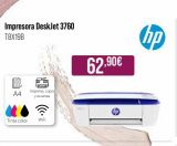 Oferta de Impresora DeskJet 3760  T8X19B  A4  Tinta color  Imprime, copia y escanea  WIFI  62.90€  hp   por 6290€ en MR Micro