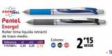 Oferta de ENERGEL 4  Pentel Energel  Roller tinta liquida retráctil de trazo medio.  Referencia x1 x12 x60 1157401+ 2,35 2,25 2,15  Colores: 01 02 03  '15  DESDE  en Folder