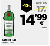 Oferta de Ginebra Tanqueray por 14,99€ en BM Supermercados