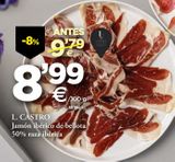 Oferta de Jamón ibérico de bellota por 8,99€ en BM Supermercados