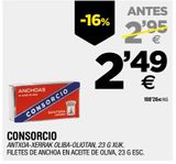 Oferta de Filetes de anchoa Consorcio por 2,49€ en BM Supermercados