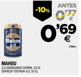Oferta de Cerveza sin alcohol Mahou por 0,69€ en BM Supermercados