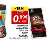 Oferta de -15% 1,05€  0.89  /UD  Chocolate  negro 85%  tabla de  89€ 85%  cacao  100gr  ALTEZA  Los 100gr salen a 0,89€  alteza  PA  NEGRO  en Maskom Supermercados