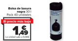 Oferta de Bolsa de basura negra  por 1,49€ en Carrefour