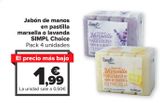 Oferta de Jabón de manos en pastillas Marsella o lavanda SIMPL Choice  por 1,99€ en Carrefour