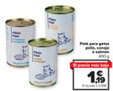 Oferta de Paté para gatos pollo, conejo o salmón por 1,19€ en Carrefour
