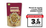 Oferta de Muesli de espelta y frutas YOUR KARMA FOODS por 3,29€ en Carrefour