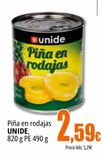 Oferta de Piña en rodajas UNIDE por 2,59€ en Unide Supermercados