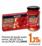 Oferta de Pimientos del piquillo asados enteros o con ajo  UNIDE por 1,25€ en Unide Market