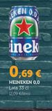 Oferta de Cerveza sin alcohol Heineken por 0,69€ en Supermercados Plaza