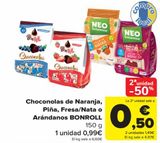 Oferta de Choconolas de Naranja, Piña, Fresa/Nata o Arándanos BONROLL por 0,99€ en Carrefour