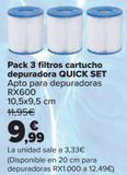 Oferta de Pack 3 filtros cartucho depuradora QUICK SET  por 9,99€ en Carrefour