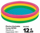 Oferta de Piscina hinchable 3 aros INTEX por 12,69€ en Carrefour