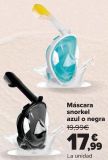 Oferta de Máscara snorkel azul o negra por 17,99€ en Carrefour