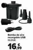 Oferta de Bomba de aire recargable USB por 16,99€ en Carrefour