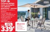 Oferta de Conjunto Málaga mesa rectangular con sillones posiciones + parasol por 339€ en Carrefour