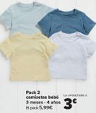 Oferta de PACK 2 Camisetas bebé  por 5,99€ en Carrefour