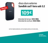 Oferta de Disco duro externo Sandisk por 109€ en App Informática
