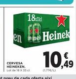 Oferta de CERVESA HEINEKEN. Lot de 18 X 33 cl.  18x33cl  en innek inne  X  Heinek  €  10.99  en Hipercor