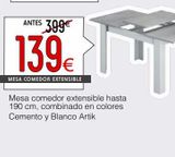 Oferta de Mesa de comedor extensible jasta 190 cm  por 139€ en ATRAPAmuebles