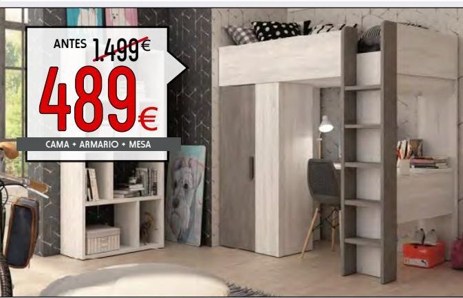 Oferta de Camas + armario + mesa  por 489€