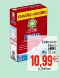 Oferta de TAMAÑO AHORRO  ARIEL  Bisko  LIR  Deterxente  básico ARIEL Mal 56 cac  10,99€  0.20€/cac  en Plenus Supermercados