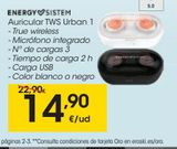 Oferta de ENERGY SISTEM Auricular tws urban 1 negro  por 14,9€ en Eroski