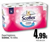 Oferta de Papel higiénico Scottex, 16 rollos por 4,99€ en Unide Supermercados