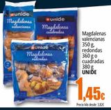 Oferta de Magdalenas valencianas 350 g, redondas 360 g o cuadradas 380 g UNIDE por 1,45€ en Unide Supermercados
