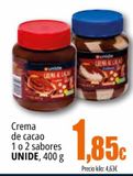 Oferta de Crema de cacao 1 o 2 sabores UNIDE, 400 g por 1,85€ en Unide Supermercados