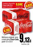 Oferta de Refresco original, zero o zero-zero Coca-Cola, pack 12 por 9,12€ en Unide Market