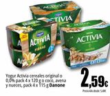 Oferta de Yogur Activia cereales original o 0,0% , avena y nueces Danone por 2,59€ en Unide Market