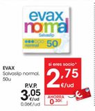 Oferta de EVAX Salvaslip normal 50u por 3,05€ en Eroski