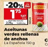 Oferta de Aceitunas rellenas de anchoa La Española por 2,19€ en Dia Market