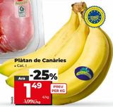 Oferta de Plátanos de Canarias por 1,49€ en Dia Market