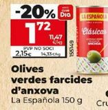Oferta de Aceitunas rellenas de anchoa La Española por 2,15€ en DIA & GO