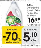 Oferta de ARIEL Detergente liquido Extra Poder Oxi 40do por 16,99€ en Eroski