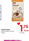 Oferta de EROSKI BASIC Café molido natural 250 g por 1,75€ en Eroski