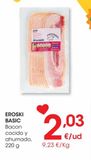 Oferta de EROSKI BASIC Bacon cocido y ahumado 220 g por 2,03€ en Eroski