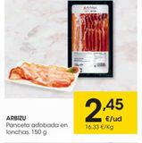 Oferta de ARBIZU Panceta adobada en lonchas 150 g por 2,45€ en Eroski