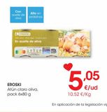 Oferta de EROSKI Atún claro oliva pack 6x80 g por 5,05€ en Eroski