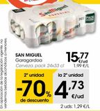Oferta de Cerveza pack 24x33 cl SAN MIGUEL  por 15,77€ en Eroski