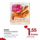 Oferta de Croissant relleno de chocolate 315 g EROSKI  por 1,55€ en Eroski