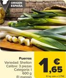 Oferta de Puerros por 1,65€ en Carrefour