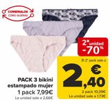 Oferta de Pack 3 bikini estampado mujer  por 7,99€ en Carrefour
